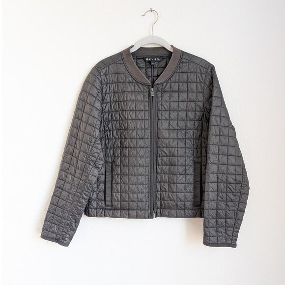Athleta Gray Recycled Grandview Primaloft Shortie Quilted Zip Jacket, size S - Picture 1 of 13